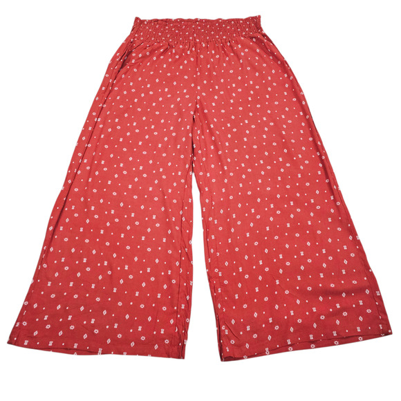 torrid Pants - Torrid Pants Women 3T 3X Tall Rust Orange Wide Leg Elastic Waist Boho Geometric